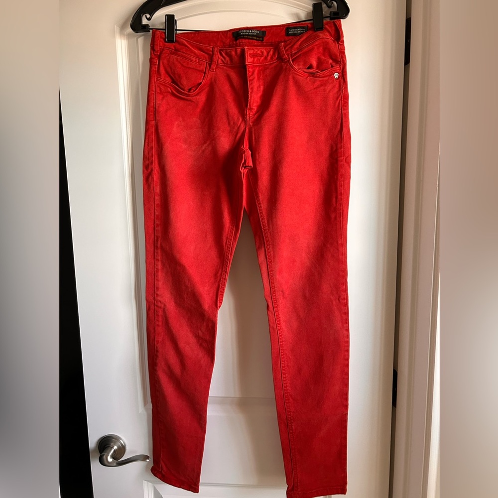 Skinny red jeans